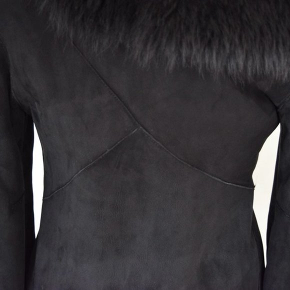 Designer Christina Perrin Black Shearling Jacket - Picture 6 of 10